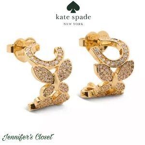 Kate Spade  Gold-Tone Crystal Huggie Hoop Earrings Earrings NWT